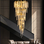 Люстра многоярусная с каркасом из металла и прозрачными подвесками FAIRYTREE Light варинант исполнения - 3 | Loft Concept в Ижевске