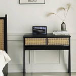 Дизайнерский письменный стол матово-чёрного цвета с 2-мя плетеными ящиками Glade Desk варинант исполнения - 2 | Loft Concept в Ижевске