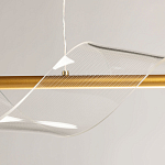 Люстра линейная золотистого цвета с двумя прозрачными волнистыми элементами Wave Line варинант исполнения - 9 | Loft Concept в Ижевске