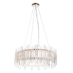 Люстра подвесная круглая с прозрачными хрустальными трубками и золотистым каркасом Диаметр 60 см Hexagon Tube Light варинант исполнения - 1 | Loft Concept в Ижевске