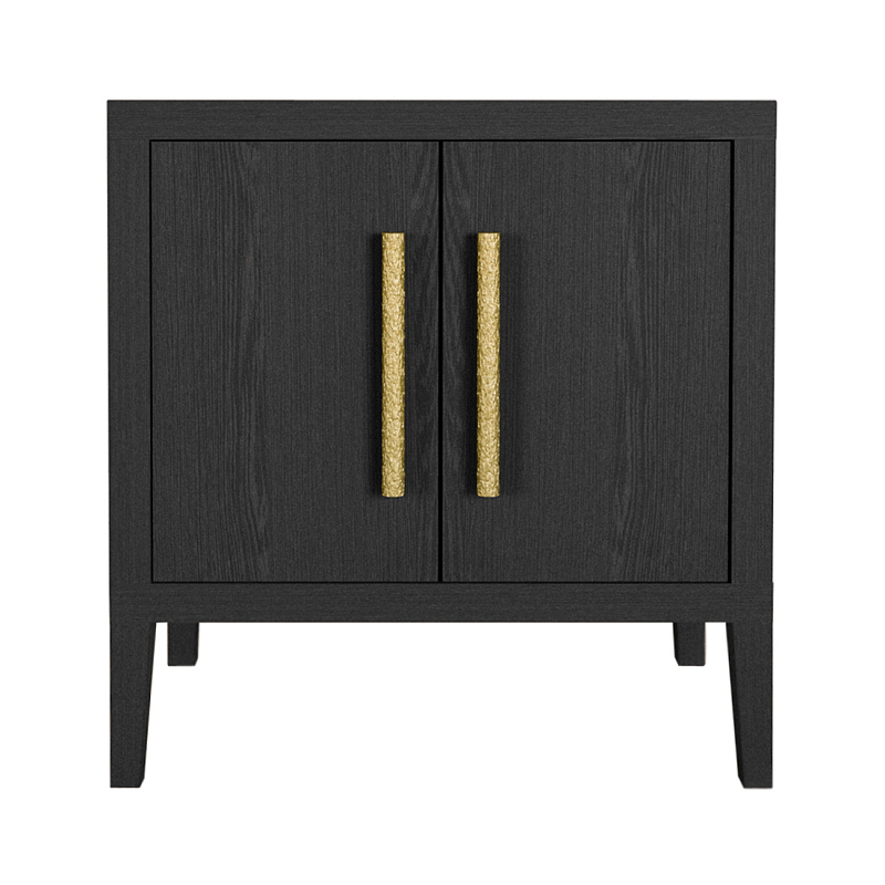 Тумбочка Primo с дверцами шпон Черный дуб Черный Золотой в Ижевске | Loft Concept 