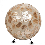 Настольная лампа из перламутра на металлическом каркасе Indonesian Circle варинант исполнения - 3 | Loft Concept в Ижевске