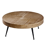 Журнальный столик с круглой фактурной столешницей из натурального дерева Vortex варинант исполнения - 1 | Loft Concept в Ижевске