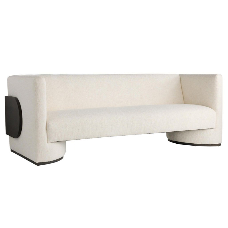 Трехместный диван Florida Sofa  с элегантным деревянным декором  Белый Черный в Ижевске | Loft Concept 