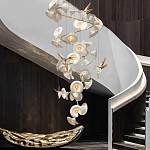 Люстра каскадная из белых цветов каллы и птичек Refined Taste of Light варинант исполнения - 2 | Loft Concept в Ижевске