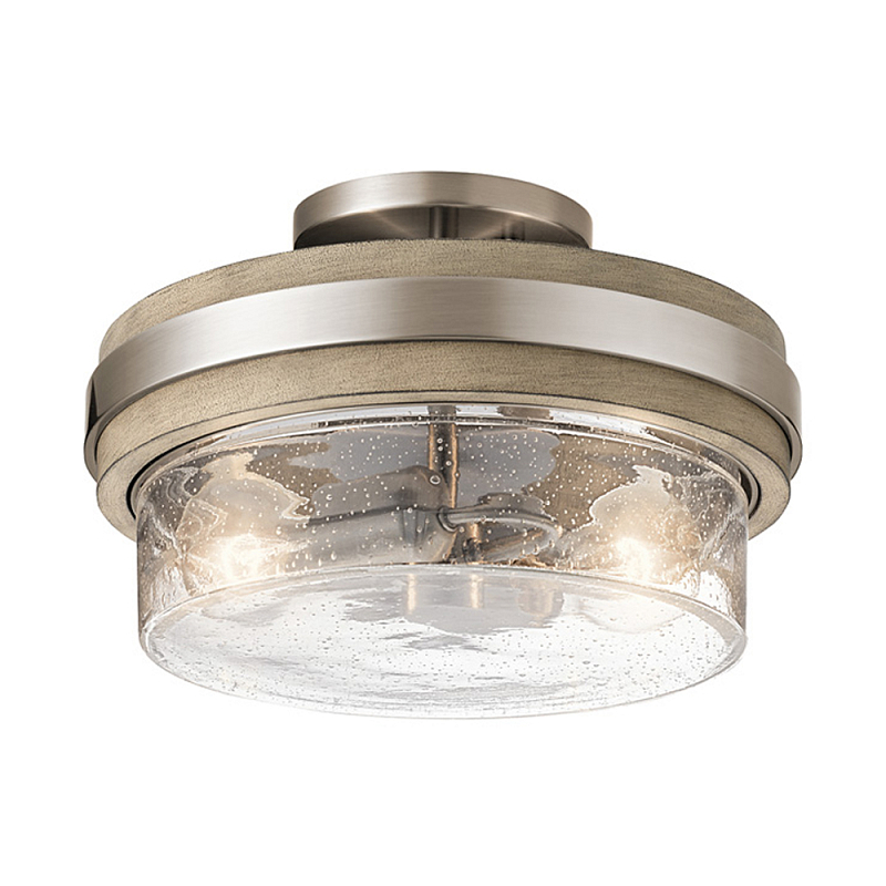 Потолочный светильник с прозрачным стеклянным плафоном с эффектом пузырьков Kichler Олово Прозрачное Стекло Древесина в Ижевске | Loft Concept 