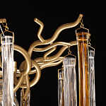 Люстра подвесная золотого цвета с разветвленными ветвями и прозрачными стеклянными подвесками Droplet Chandelier варинант исполнения - 8 | Loft Concept в Ижевске