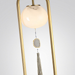 Торшер с шарообразным плафоном из белого стекла с подвеской из камня и длинной кисточкой Agatelle варинант исполнения - 4 | Loft Concept в Ижевске