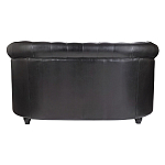 Диван кожаный двухместный на 4-х деревянных ножках из массива березы Logan Leather Seating black варинант исполнения - 3 | Loft Concept в Ижевске