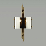 Бра с изогнутым плафоном на бронзовом основании с вертикальным декором из металлических трубок Sohne варинант исполнения - 3 | Loft Concept в Ижевске