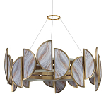 Люстра круглая с полукруглыми плафонами из искусственного алебастра в бронзовой оправе Marbella варинант исполнения - 1 | Loft Concept в Ижевске