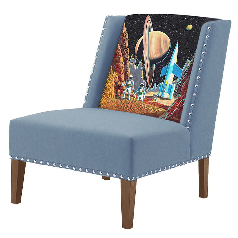 FUN Armchair Retro Futurism Blue Дизайнерское кресло с цветным принтом Серо-голубой в Ижевске | Loft Concept 