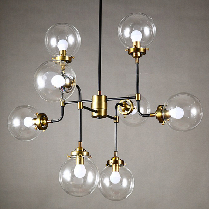 Люстра Бистро Globe Clear Glass Chandelier 8 Черный в Ижевске | Loft Concept 