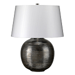 Настольная лампа с круглым фарфоровым основанием ручной работы с покрытием глазурью и белым абажуром из искусственного шелка Elstead Lighting варинант исполнения - 1 | Loft Concept в Ижевске