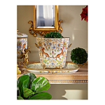 Кашпо с растительным и животным орнаментом на бронзовых ножках Turquoise Blooming Garden варинант исполнения - 5 | Loft Concept в Ижевске