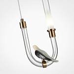 Подвесной светильник с декоративной фигуркой птицы на прозрачной изогнутой трубке Ganthea варинант исполнения - 5 | Loft Concept в Ижевске