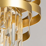 Люстра цвета матового золота с металлическими лентами и длинными прозрачными подвесками Gilded Waves варинант исполнения - 9 | Loft Concept в Ижевске