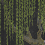 Обои ручная роспись Willow Original colourway on Edo Night painted silk варинант исполнения - 1 | Loft Concept в Ижевске