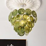 Люстра из зеленых стеклянных дисков с перламутровым эффектом Green Glowing Glaze варинант исполнения - 4 | Loft Concept в Ижевске