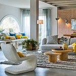 Кресло изогнутое с обивкой из ткани букле Smooth Bend Boucle Chair варинант исполнения - 8 | Loft Concept в Ижевске