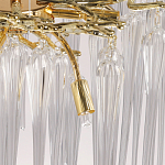 Люстра золотого цвета с декоративными ветками и длинными прозрачными стеклянными подвесами в форме сосулек Droplet Chandelier варинант исполнения - 9 | Loft Concept в Ижевске