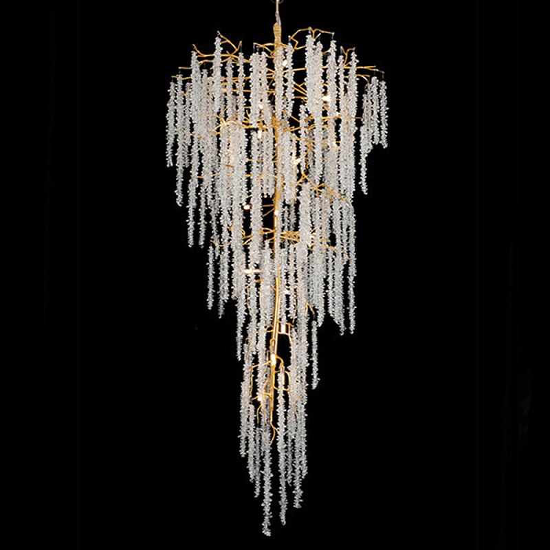 Люстра многоярусная с каркасом из металла и прозрачными подвесками FAIRYTREE Light Золотой Прозрачный Люстра многоярусная с каркасом из металла и прозрачными подвесками FAIRYTREE Light Золотой Прозрачный в Ижевске | Loft Concept