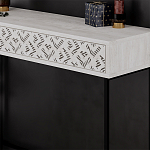 Консоль напольная пыльного белого цвета с выдвижным ящиком с резным орнаментом HEATON CONSOLE OAK варинант исполнения - 4 | Loft Concept в Ижевске