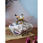 Шкатулка фиолетового цвета с рисунком бабочек и крышкой с фигуркой птицы на ветке Eden Garden варинант исполнения - 7 | Loft Concept в Ижевске