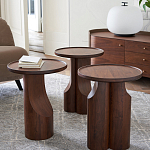 Круглый приставной стол из массива ореха Balu Wooden Side Table варинант исполнения - 7 | Loft Concept в Ижевске