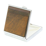 Таблетница карманная квадратная с 4-мя отделениями с зеркалом и накладкой из натурального камня Тигровый глаз Silver Stone Pillboxes варинант исполнения - 2 | Loft Concept в Ижевске