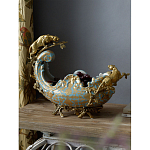 Чаша голубого цвета с оранментом и и бронзовыми фигурами леопардов Eden Garden варинант исполнения - 6 | Loft Concept в Ижевске