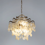 Люстра подвесная с белыми перламутровыми подвесками и изогнутыми золотистыми элементами Диаметр 50 см SHELL Chandelier варинант исполнения - 2 | Loft Concept в Ижевске