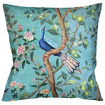 Подушка декоративная с изображением птицы в саду Chinoiserie Bird in the Garden Cushion варинант исполнения - 1 | Loft Concept в Ижевске