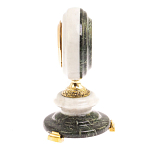 Часы настольные бронзовые из натуральных камней Мрамор и Змеевик Stone Clock варинант исполнения - 9 | Loft Concept в Ижевске