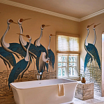 Обои ручная роспись Sarus Cranes Colourway SC-208 on Raw Silk dyed silk варинант исполнения - 1 | Loft Concept в Ижевске