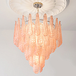 Современная Люстра Textured Glass Drops Chandelier Нежно розовые капли  варинант исполнения - 4 | Loft Concept в Ижевске