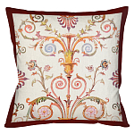 Декоративная подушка бежевая с растительным орнаментом Raffael Floral Beige Red Cushion варинант исполнения - 1 | Loft Concept в Ижевске