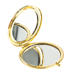 Зеркало карманное круглое двухстороннее из натурального камня Содалит в подарочной упаковке Gold Stone Mirrors варинант исполнения - 2 | Loft Concept в Ижевске