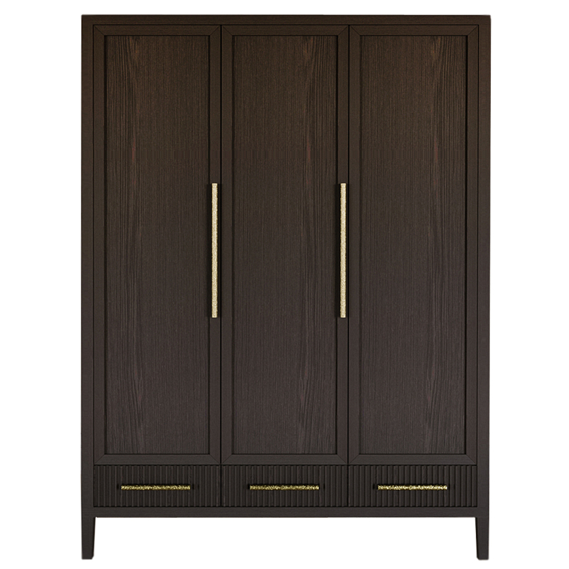 Большой Шкаф Primo Темный орех с 3 дверьми и 3 выдвижными ящиками Темный дуб Золотой в Ижевске | Loft Concept 