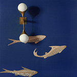 Обои с вышивкой ручной работы Deco Fish Aurum colourway on Caribbean Sea slub silk варинант исполнения - 2 | Loft Concept в Ижевске