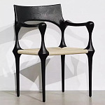 Стул дизайнерский с плетеным сидением Kronos Dining Chair Black варинант исполнения - 1 | Loft Concept в Ижевске