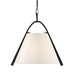 Подвесной светильник в форме конуса с белым тканевым абажуром и чёрным каркасом Stylish Solution варинант исполнения - 1 | Loft Concept в Ижевске